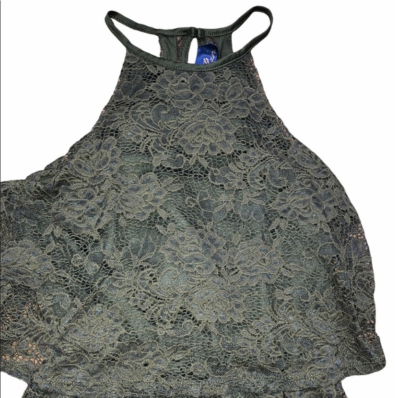 Blue Rain size small olive green flirty romper - Picture 1 of 9